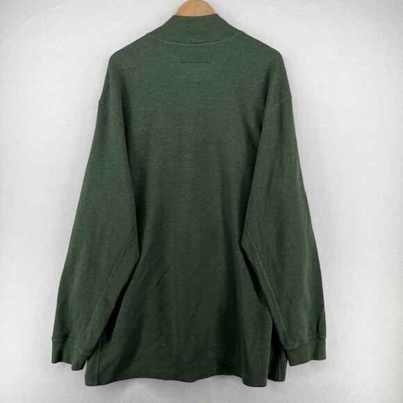 DULUTH TRADING Shirt Mens 2XL Waffle Thermal Mock Henley Cotton Blend Green - Picture 3 of 12